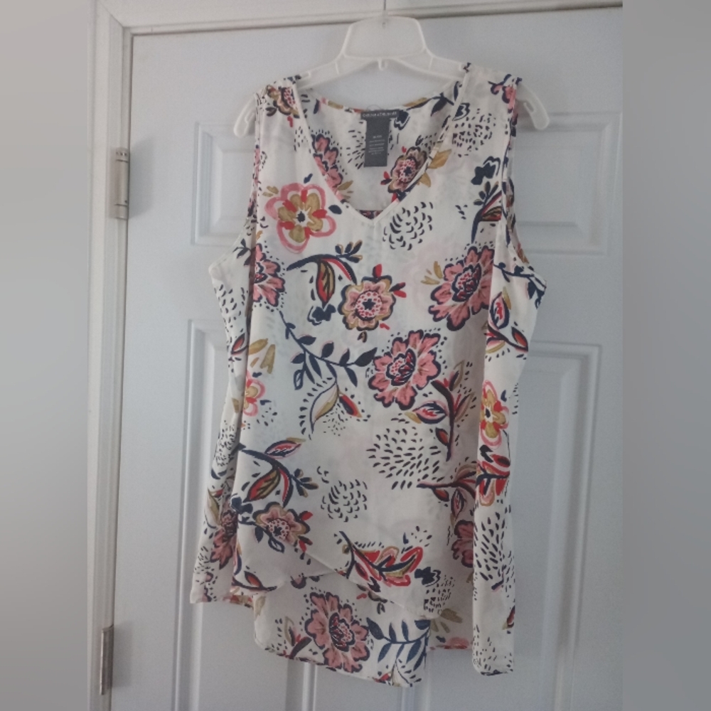 Anthropologie CHELSEA Theodore Sleeveless Top Blouse Semi Sheer Layered XL/XG